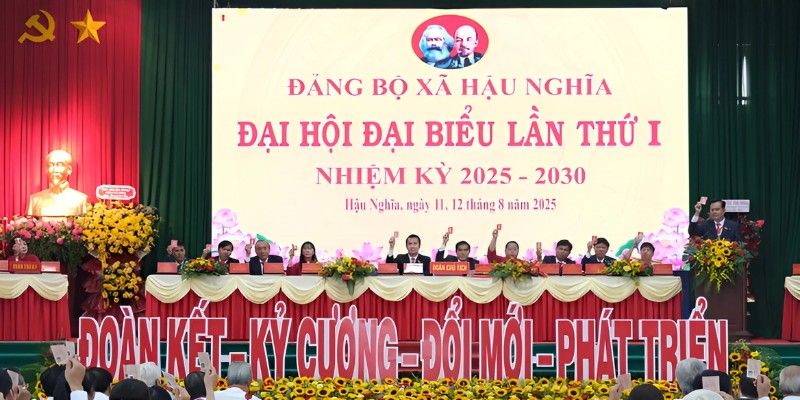 Toàn cảnh Đại hội đại biểu lần thứ I do Đảng bộ xã Hậu Nghĩa tổ chức